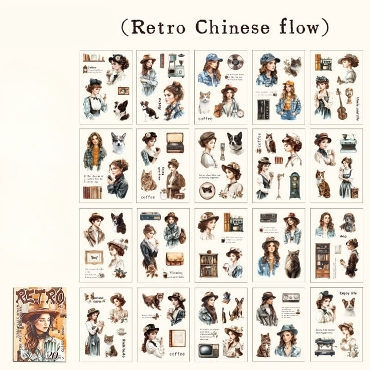 Tracing Back Time Retro Chinese Flow PET Stickers