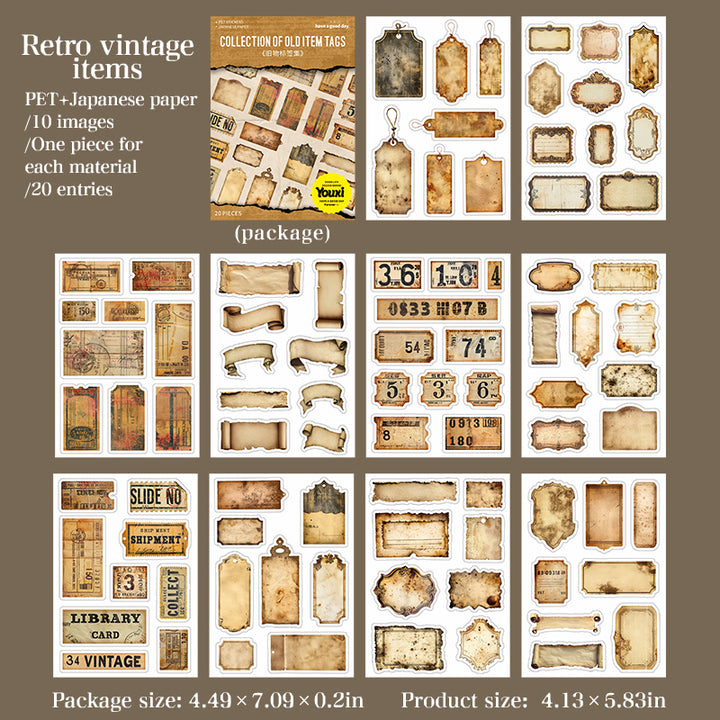 Vintage Stickers Collection of Old Item Labels minimal collage design