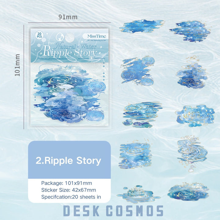 Natural Water Series Ripple Story PET Stickers Water Ripple Design