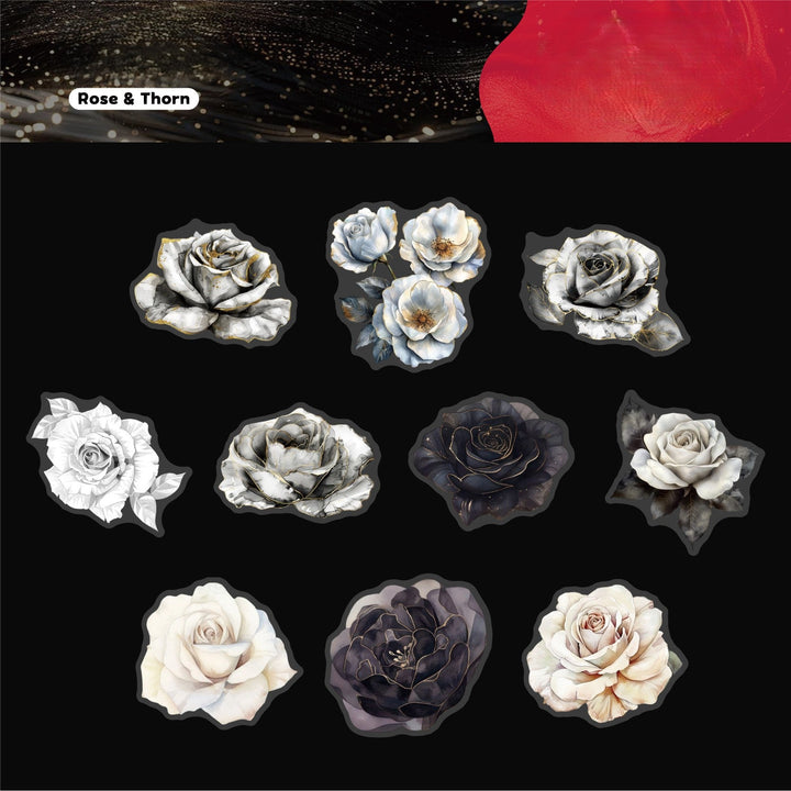 Retro Ink Rhyme Flower PET Stickers Cute Decoration