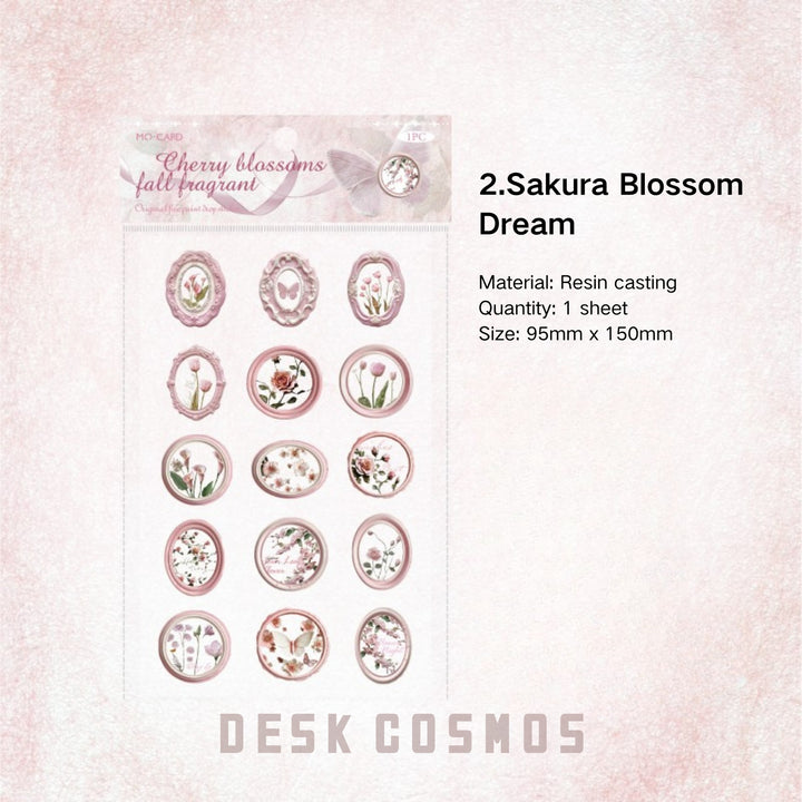 Garden Flowers Wax Seal Epoxy Stickers - Desk Cosmos