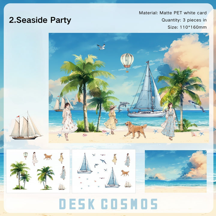 Long Holiday Ocean Theme Cute Stickers Suitable for DIY