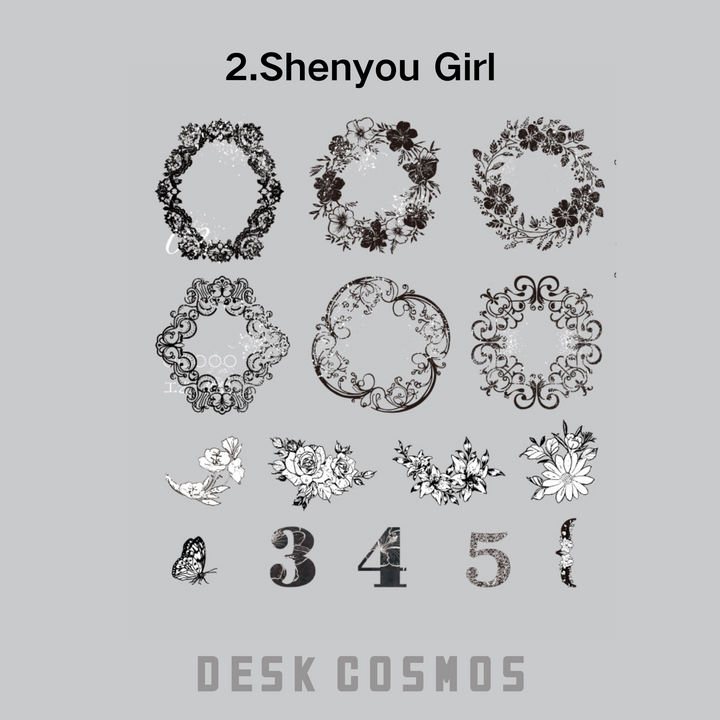 Garden of Flowers Shenyou Girl Lace Collage Stickers Floral Gothic