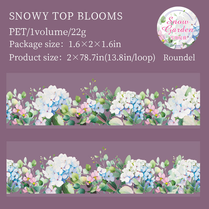 Snowy Garden PET tape floral theme for journaling
