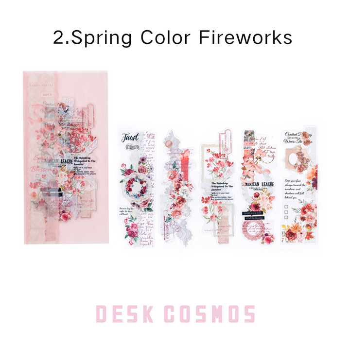 Love Spread Series Spring Color Flower Fire Variant Floral Lace Retro Stickers