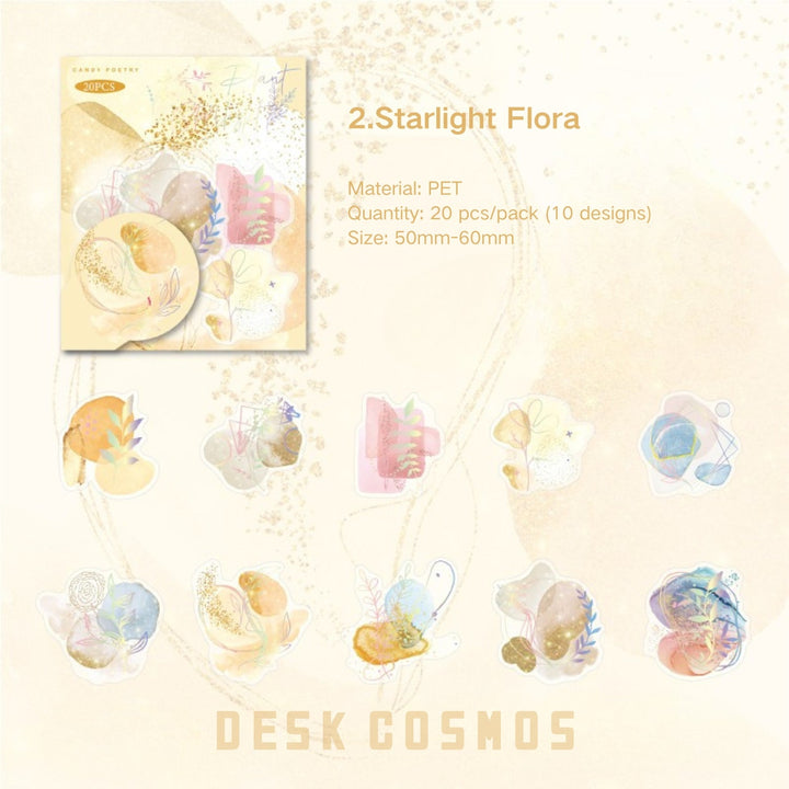 Flowing Light Watercolor PET Stickers For Creative Planners