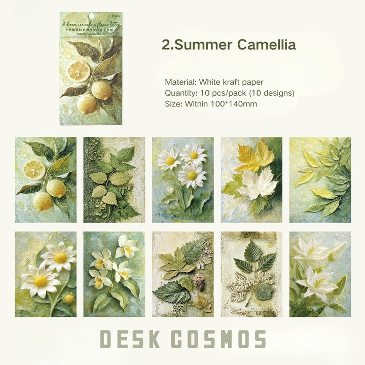 Dream of Hiding Flowers Summer Camellia Retro Craft Paper