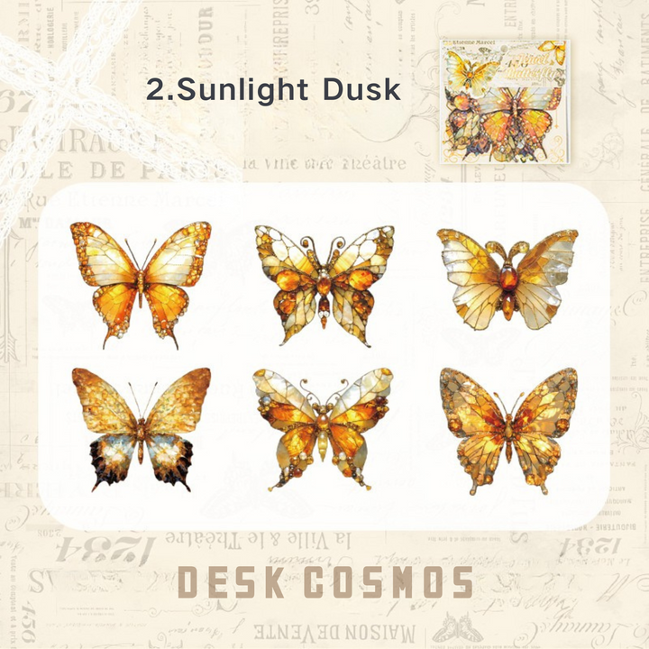 Romance Butterflies PET Stickers Amethyst Wings Light Effect