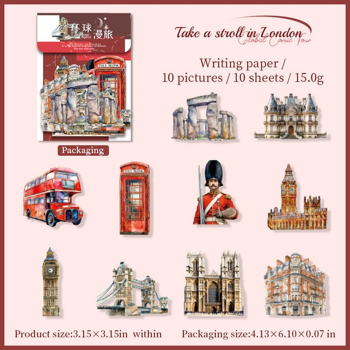 Global Comic Tour Paper Stickers Creative Decoration Suitable for Journals
