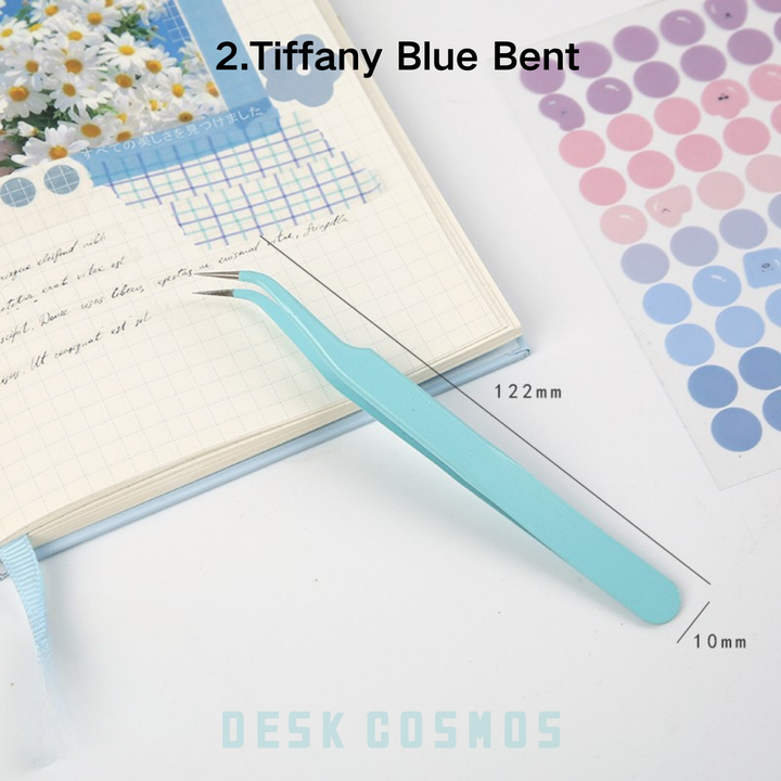 Macaron Color Tiffany Blue Bent Tweezers High Elastic Craft Tool