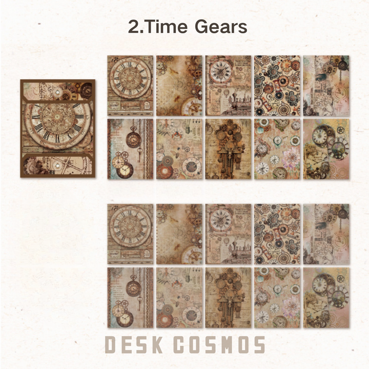 Medieval Tales Time Gear Background Paper Steampunk Clockwork Design