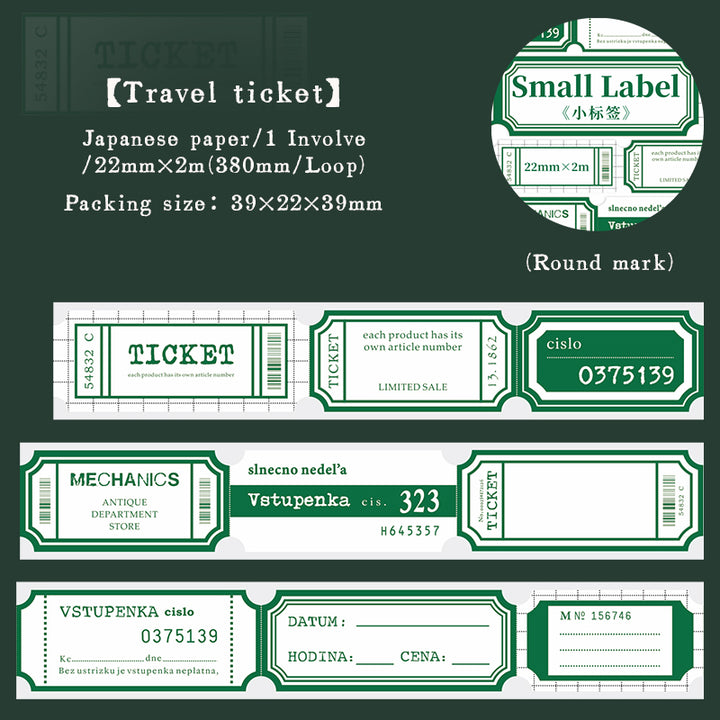 Small Label Travel ticket scrapbook border tape