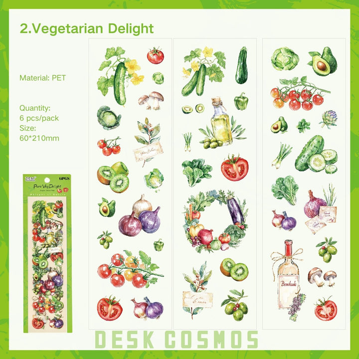 Natural Time PET Stickers Fruits Plants For Craft Projects