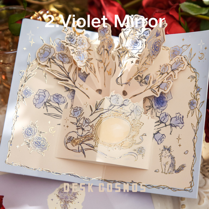 Violet Mirror 3D Greeting Card | High-Quality Artistic Birthday Greeting Card