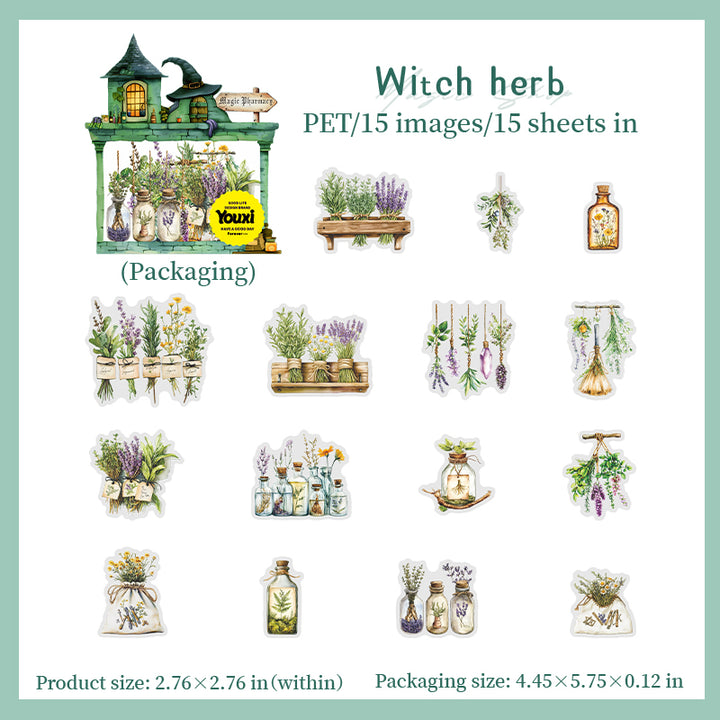 Magic Stickers Magic Pharmacy Witchy Characters PET Transparent Material
