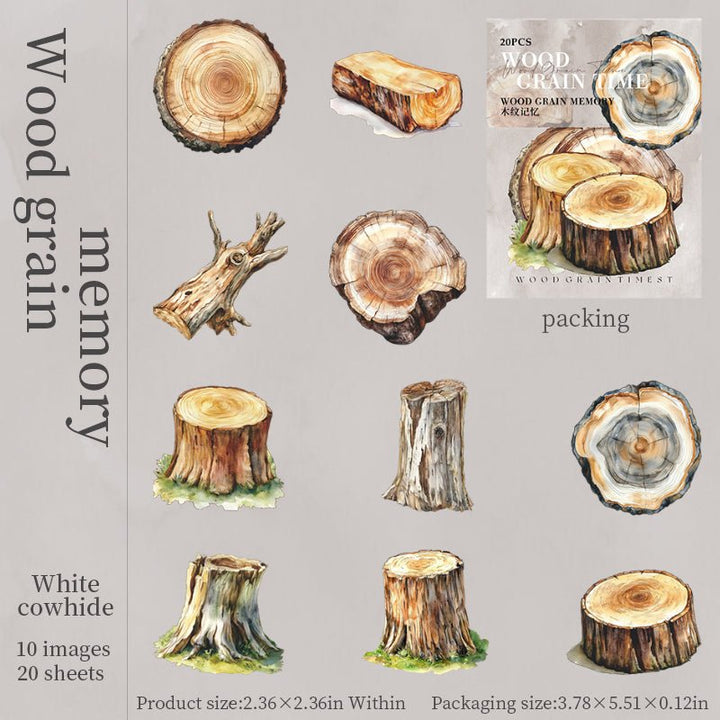 Wood Grain Time Creative Tree Stump Stickers Suitable for Journal Lovers