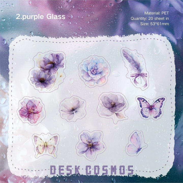 Romantic PET Stickers Glass Petal Floral Decorative Scrapbook
