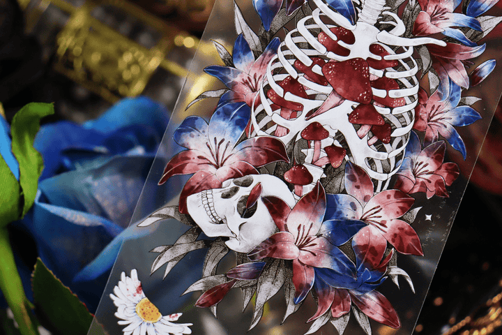 Gothic Skeleton Blood Red Rose Tape - Desk Cosmos