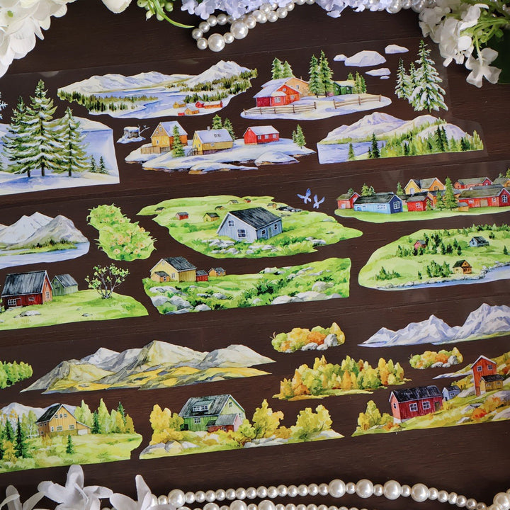 Countryside Four Seasons Scenery PET Tape - Desk Cosmos