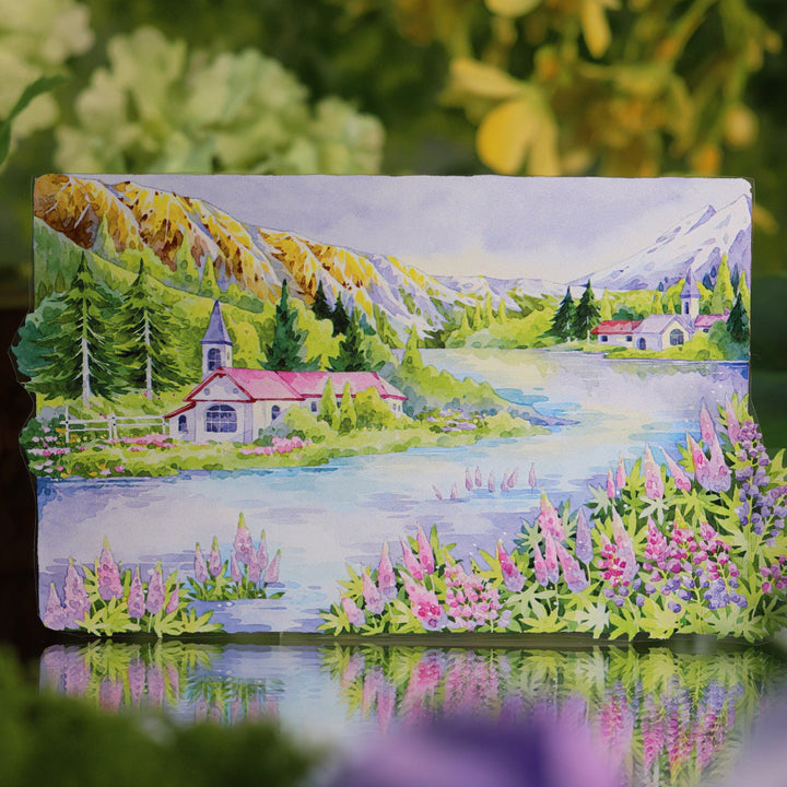 Lakeside Cabin Under Snow Mountain PET Tape - Desk Cosmos