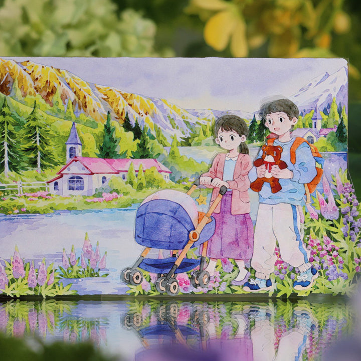 Lakeside Cabin Under Snow Mountain PET Tape - Desk Cosmos