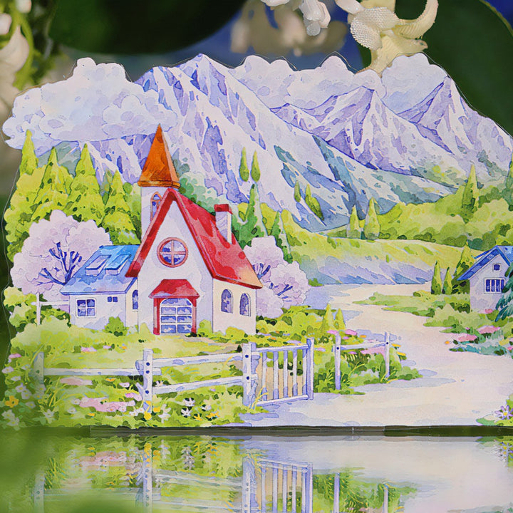 Lakeside Cabin Under Snow Mountain PET Tape - Desk Cosmos