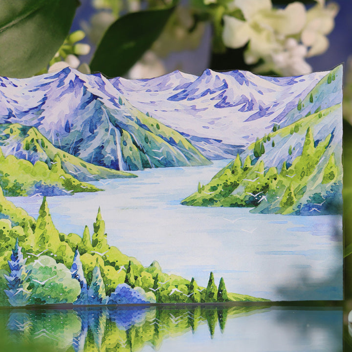 Lakeside Cabin Under Snow Mountain PET Tape - Desk Cosmos