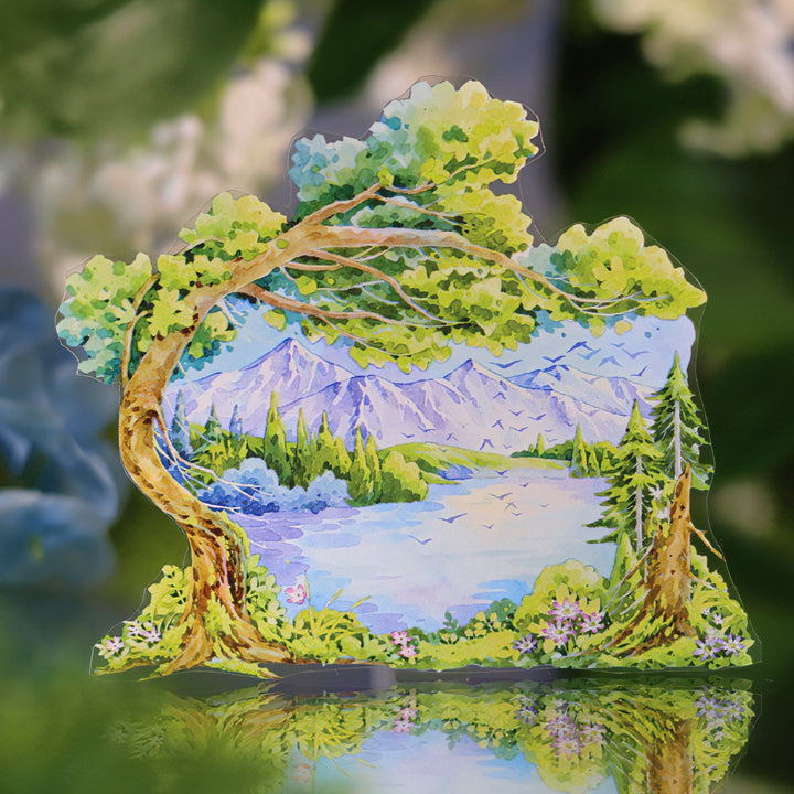 Lakeside Cabin Under Snow Mountain PET Tape - Desk Cosmos