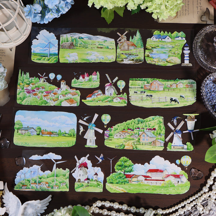 Sunny Field Windmill Scenic PET Tape - Desk Cosmos