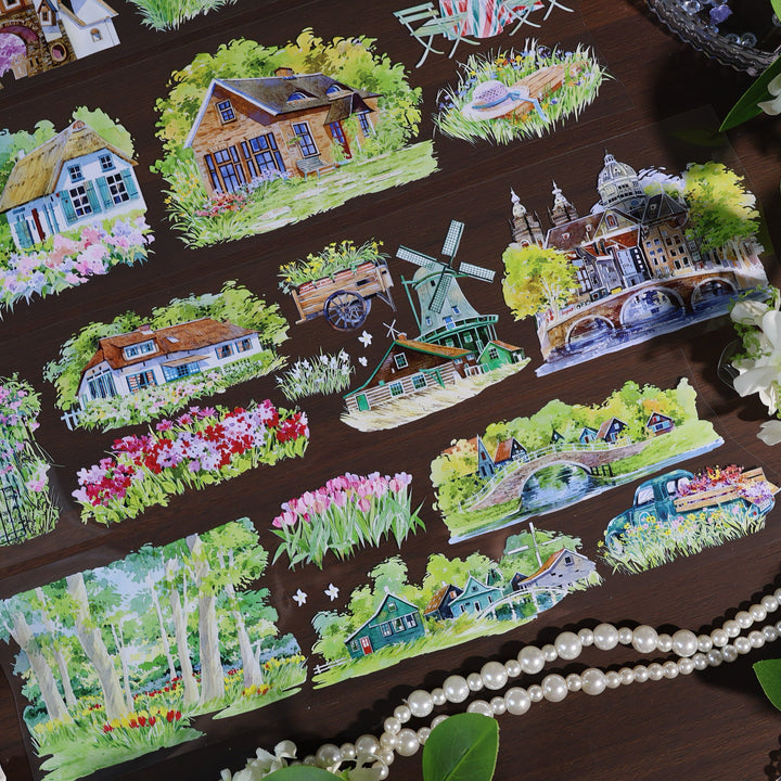 Windmill Water City Scenic PET Tape - Desk Cosmos