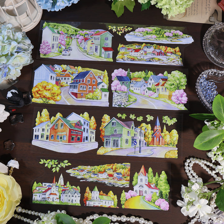 Iceland Spring and Autumn Street Landscape PET Tape - Desk Cosmos