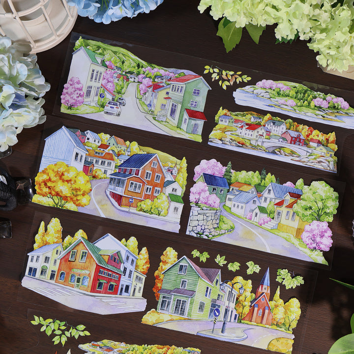 Iceland Spring and Autumn Street Landscape PET Tape - Desk Cosmos