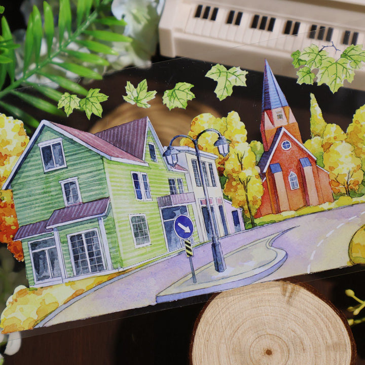 Iceland Spring and Autumn Street Landscape PET Tape - Desk Cosmos