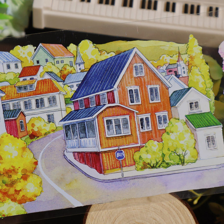 Iceland Spring and Autumn Street Landscape PET Tape - Desk Cosmos