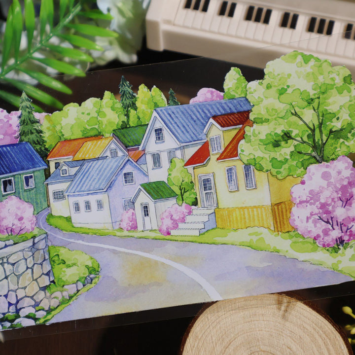 Iceland Spring and Autumn Street Landscape PET Tape - Desk Cosmos