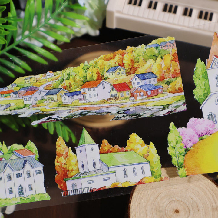 Iceland Spring and Autumn Street Landscape PET Tape - Desk Cosmos