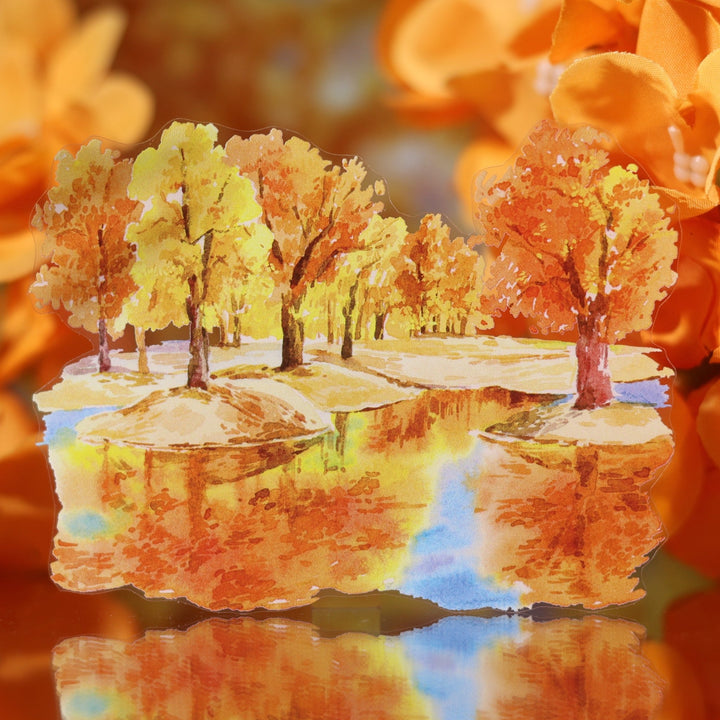 Golden Autumn Mountain Scenic PET Tape - Desk Cosmos