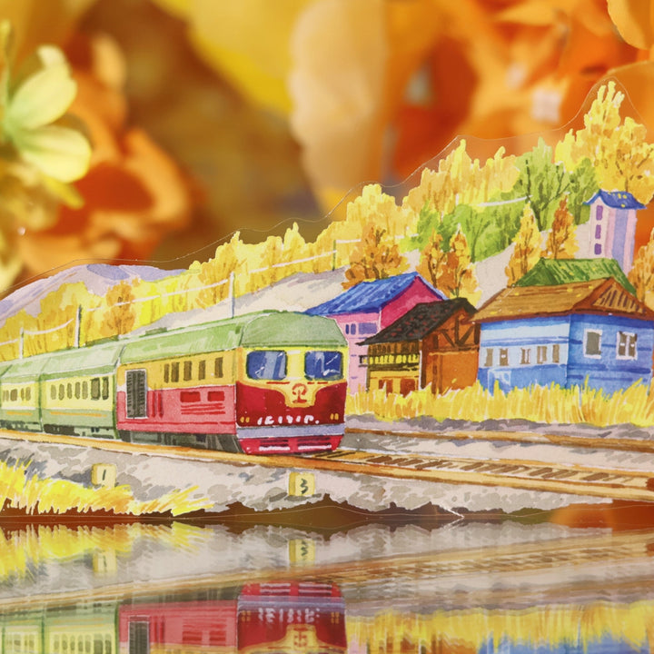 Golden Autumn Mountain Scenic PET Tape - Desk Cosmos