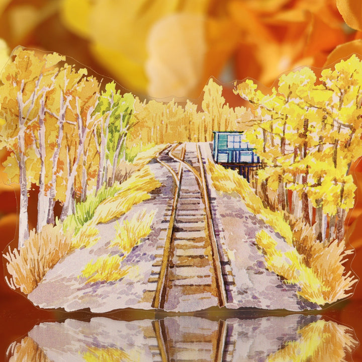 Golden Autumn Mountain Scenic PET Tape - Desk Cosmos