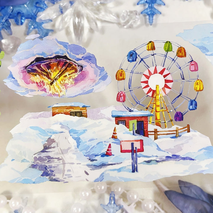 Snowy Night Town Winter Scene PET Tape - Desk Cosmos