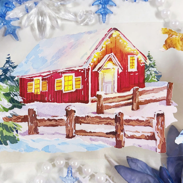 Snowy Night Town Winter Scene PET Tape - Desk Cosmos