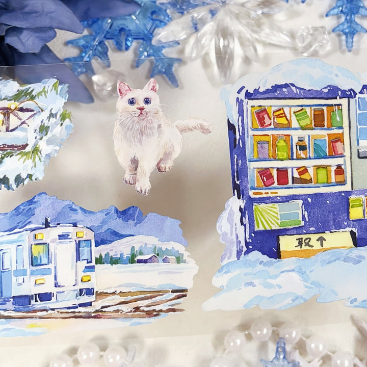 Snowy Night Town Winter Scene PET Tape - Desk Cosmos