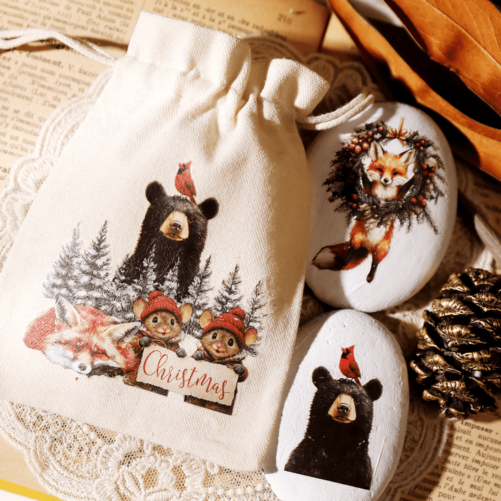 Christmas Santa Animal Transfer Stickers - Desk Cosmos