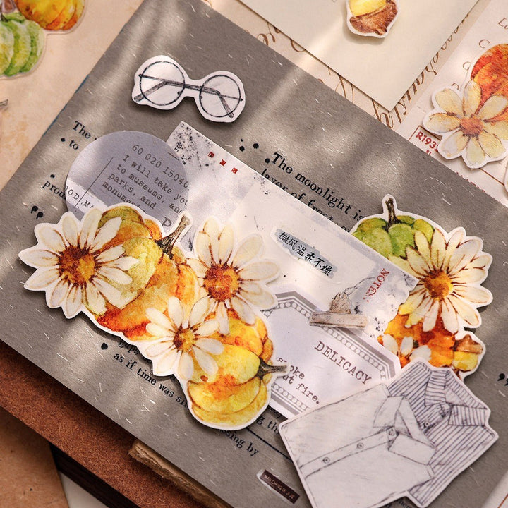 Vintage Pumpkin Floral Die - cut PET Tape - Desk Cosmos