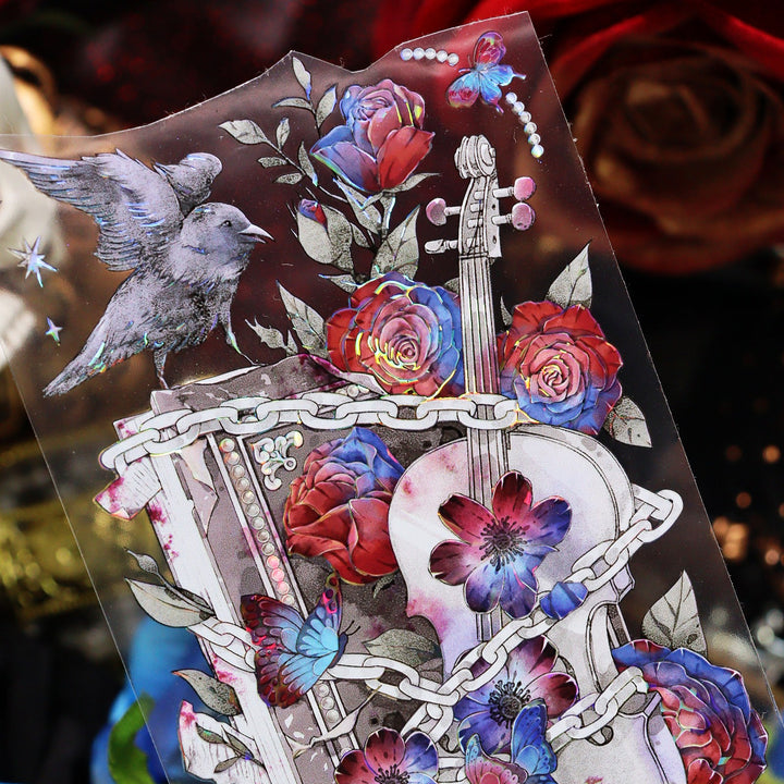 Gothic Skeleton Blood Red Rose Tape - Desk Cosmos