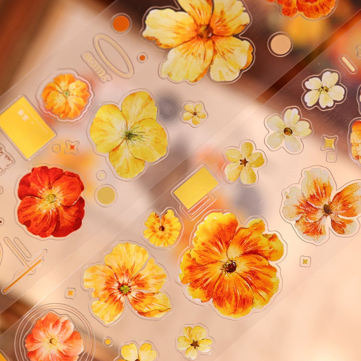 Vintage Yellow - Orange Floral Die - cut Tape - Desk Cosmos