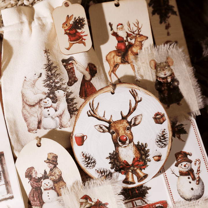 Christmas Santa Animal Transfer Stickers - Desk Cosmos