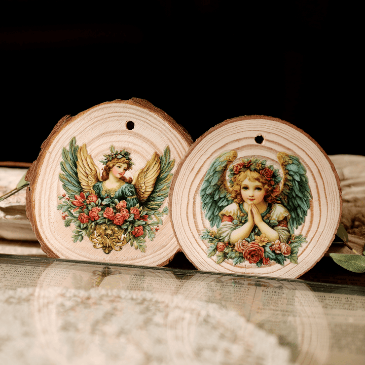 Christmas Angel Vintage Transfer Stickers - Desk Cosmos