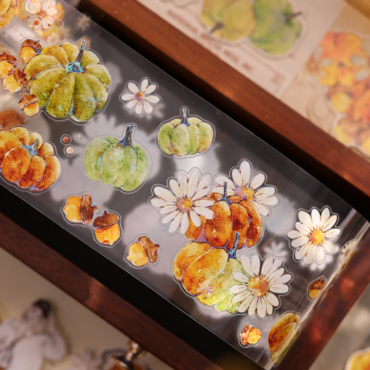 Vintage Pumpkin Floral Die - cut PET Tape - Desk Cosmos