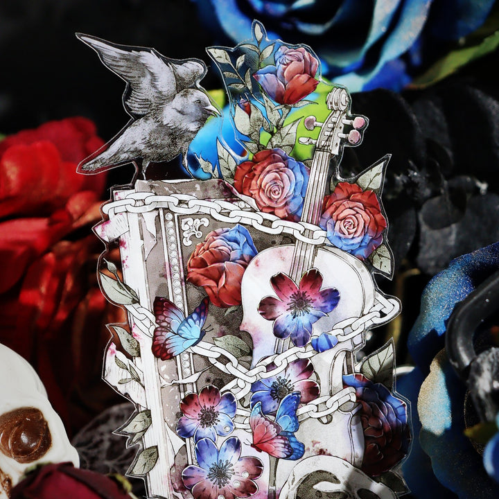 Gothic Skeleton Blood Red Rose Tape - Desk Cosmos